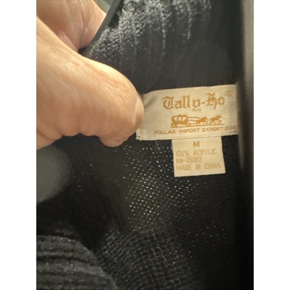 Womens Wool Tally Ho Cardigan Sweater Vintage Vtg Black Pockets Grandma